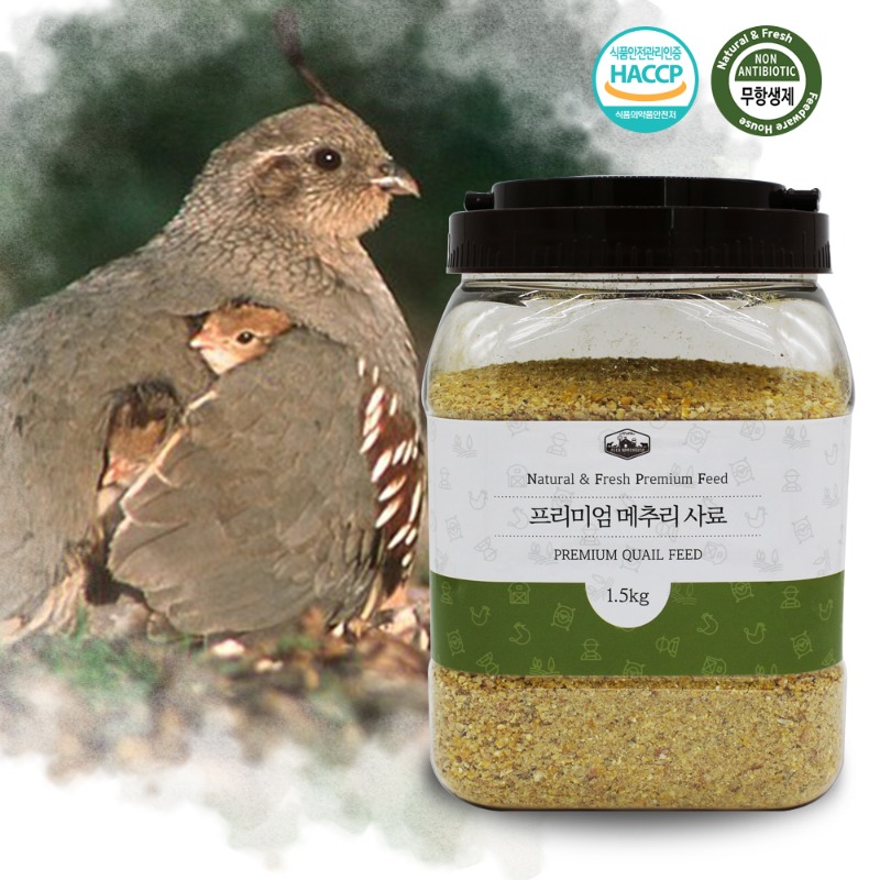 [소포장] 프리미엄 메추리사료 병아리 모이 미니 메추리 산란 사료 6,120원