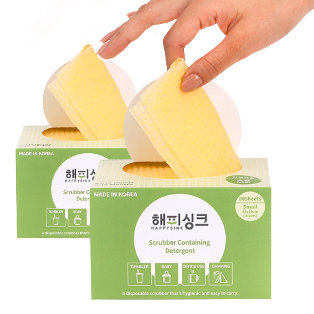 해피싱크 세제 품은 수세미 소형 160매 텀블러 컵 사무실 아기식기 애견식기 세척 캠핑, 2개, 단일색상 16,000원