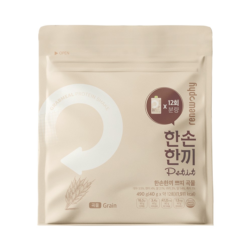한손한끼 단백질 쉐이크 대용량 곡물맛, 1개, 490g 24,780원