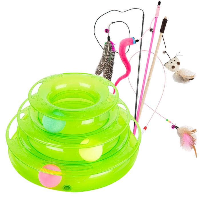 딩동펫 고양이장난감 캣타워트랙 그린 + 낚시대 장난감 4종 A세트 11,940원