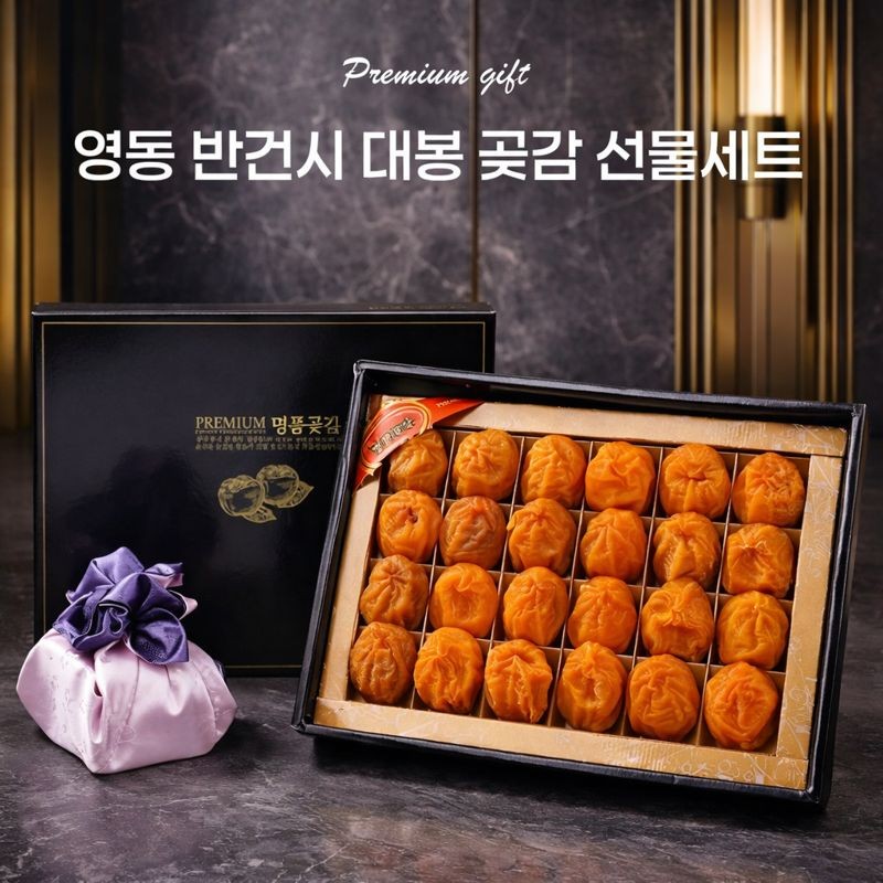 [명절 선물세트] 프리미엄 곶감 (영동반건시,대봉감,곶감호두말이) 선물세트, 1박스, (총1.8kg) 영동반건시 대봉감곶감(24구)선물세트 72,000원