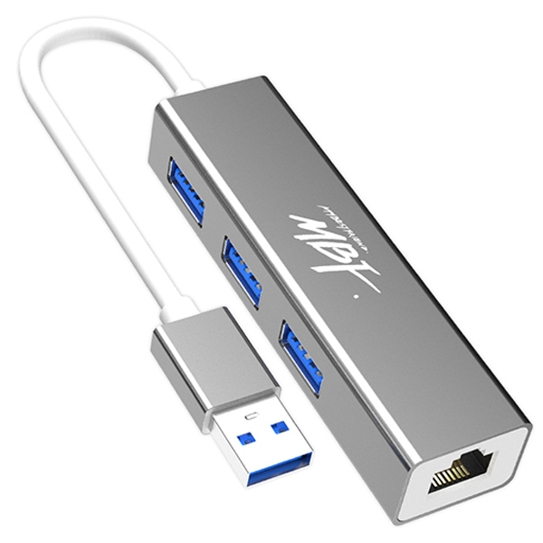 엠비에프 3포트 USB 3.0 허브 겸용 기가비트 유선 랜카드 16.4cm, MBF-U303L, 1개 18,400원