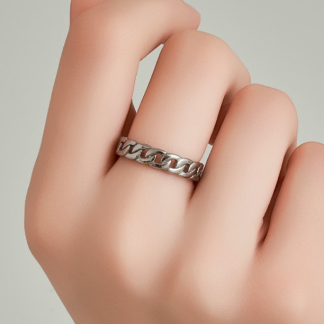 [루메] 남자 여자 공용 볼드 커브 체인 꼬임 반지 LMSTWR005 21,900원