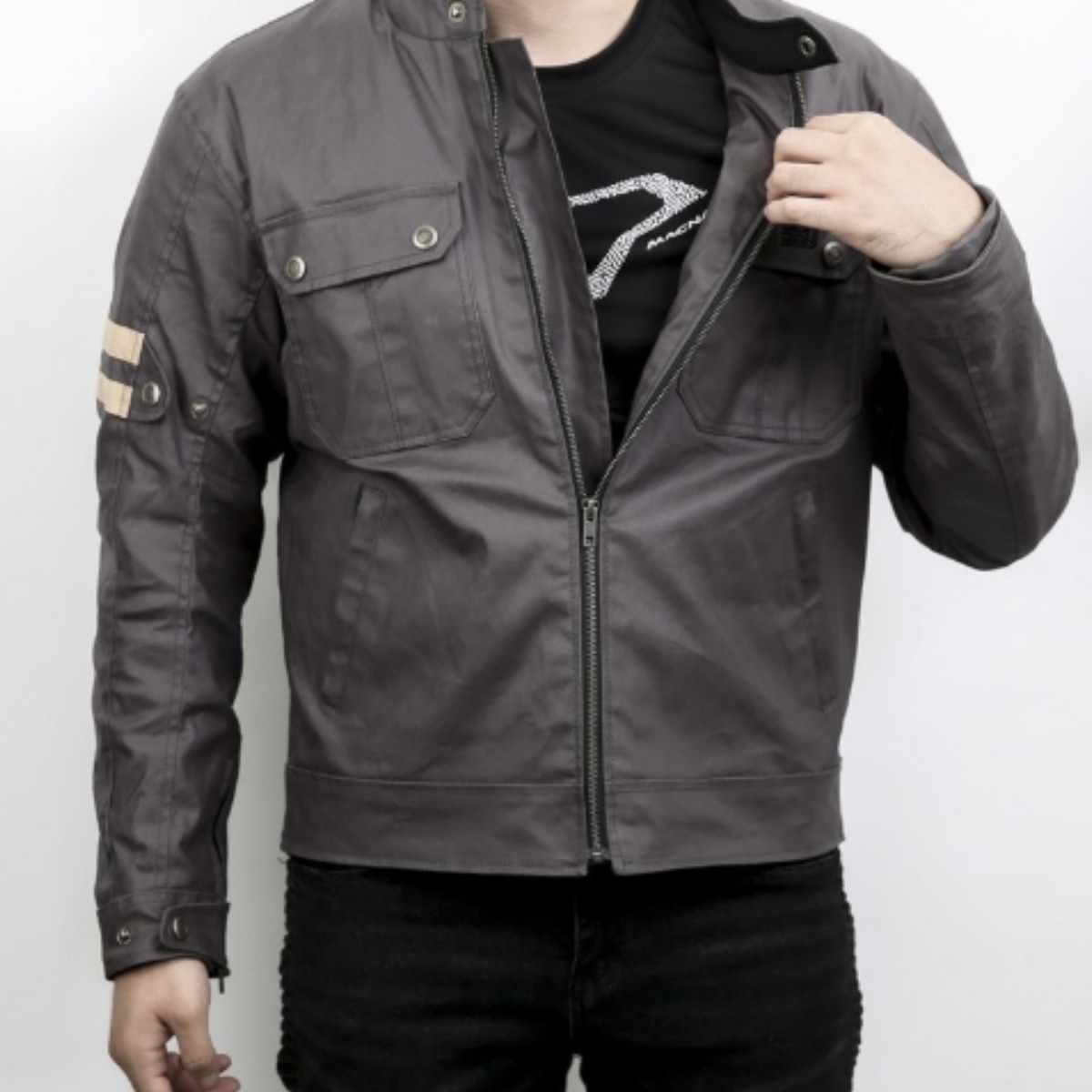 (아울렛 상품) 블랙비자칼 카페레이서 오토바이 자켓 차콜 117,000원