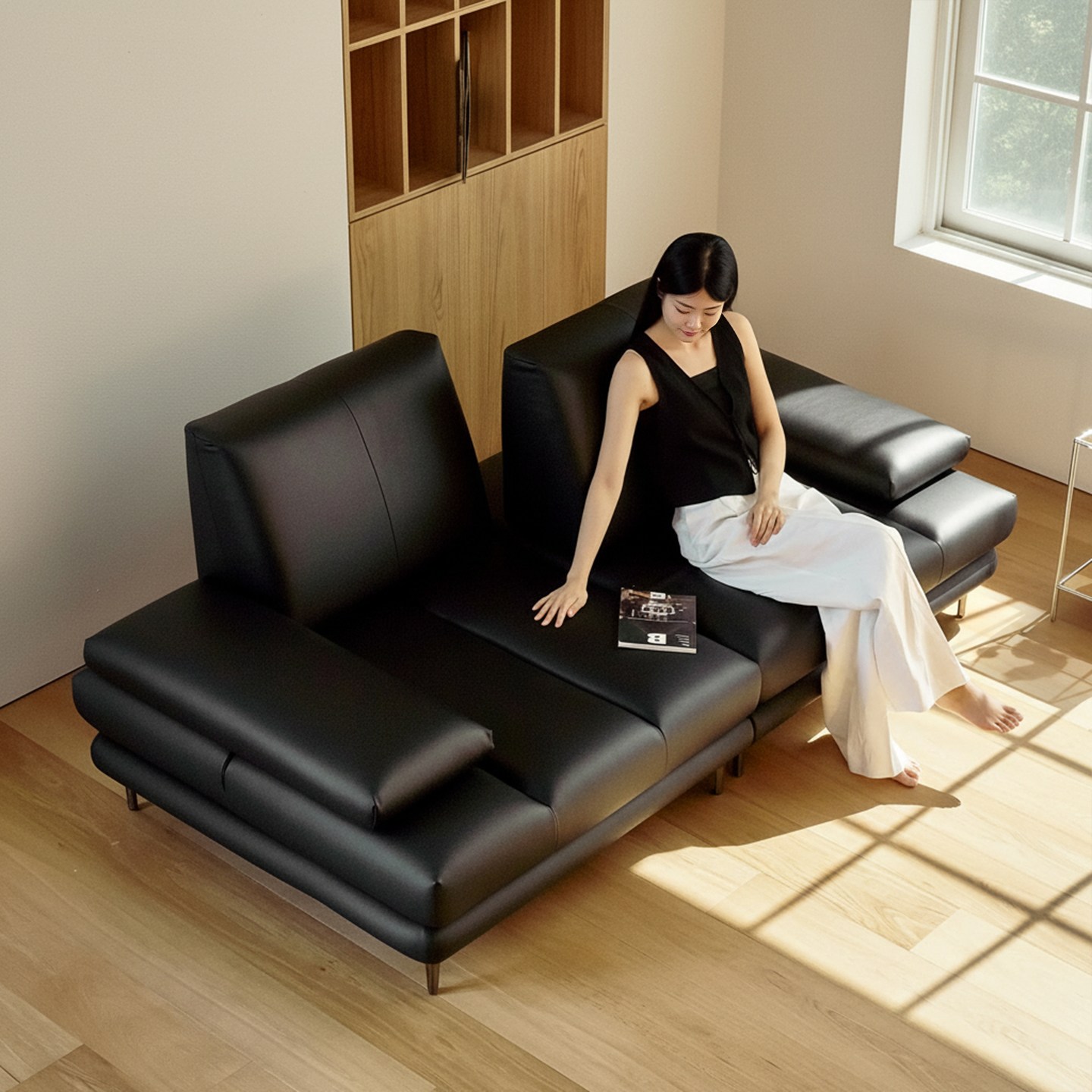 [무료설치배송+10만원 즉시할인] 사계의 동백 2100 모듈형 천연면피 가죽 스윙 소파 3인 3인용 899,000원