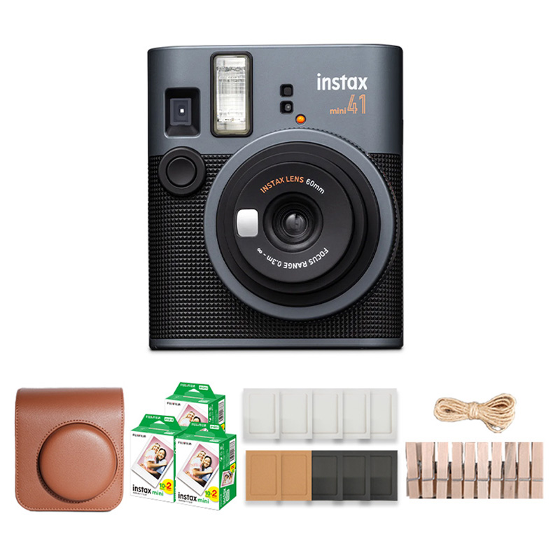 인스탁스 미니41 즉석카메라 블랙 + 전용가방 브라운 + 미니필름 60p + 종이액자 랜덤발송 + 나무데코 세트 235,400원