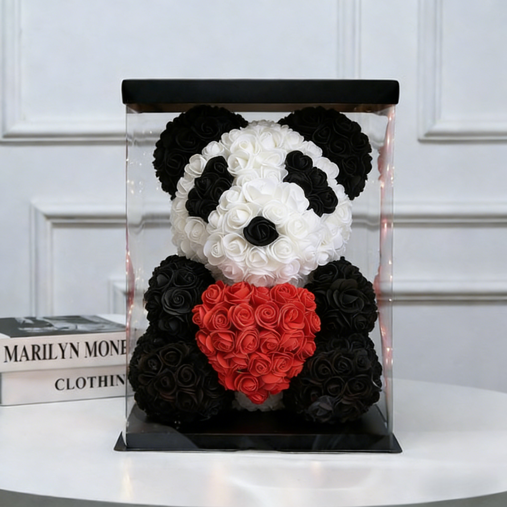 장미꽃곰돌이 로즈베어 장미곰돌이 플라워곰 조화 꽃다발 기념일 생일 결혼 신혼 선물 인테리어조화, 1개, 팬더색 18,680원