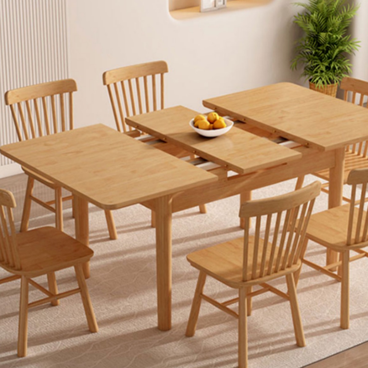 리브웰 견고한 확장형식탁 고무나무 원목 4인용 6인용 슬라이드 접이식식탁 카페 테이블, 4.6인용, 우드 294,000원