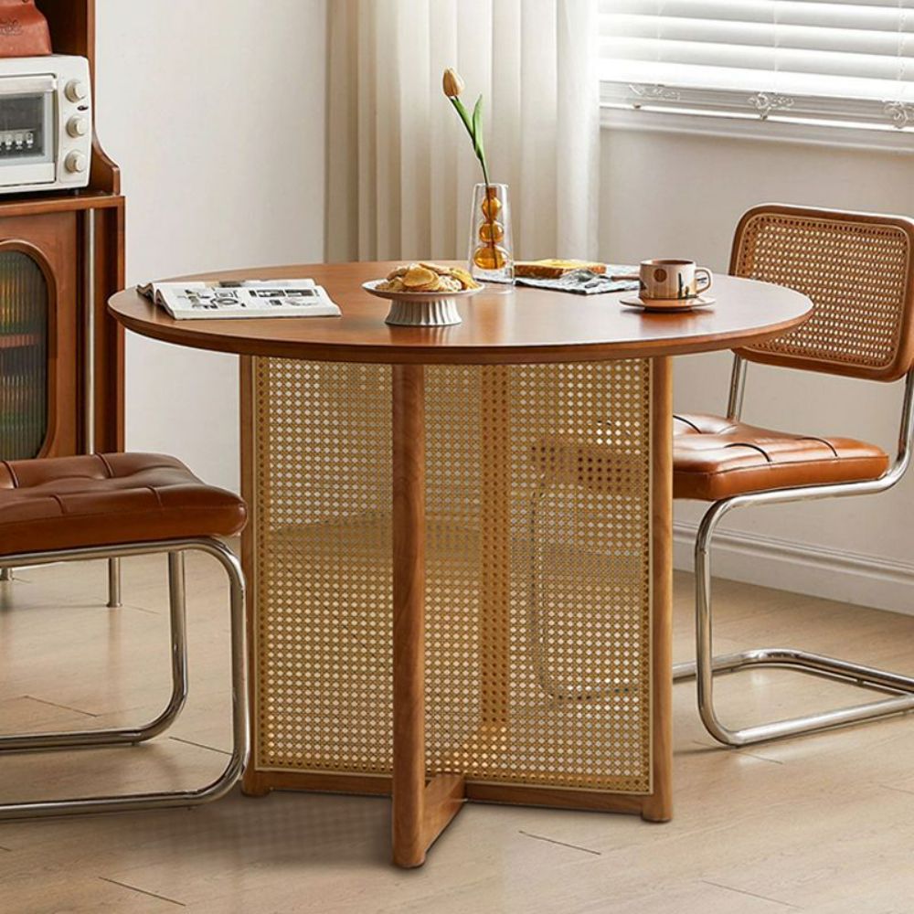 라탄식탁 원목 원형 테이블 북유럽 의자 라탄 티테이블 원목식탁 우드 210,900원