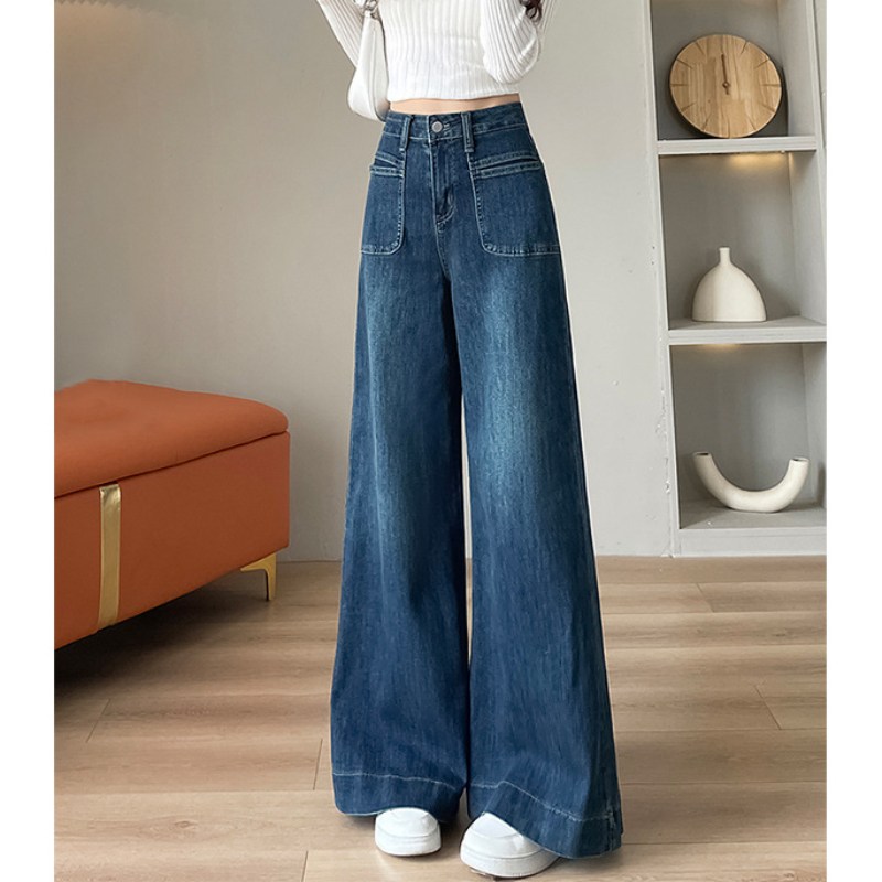 lofei 여성 하이웨이스트 와이드 데님 팬츠 봄 루즈핏 롱 청바지 KZ25 22,900원