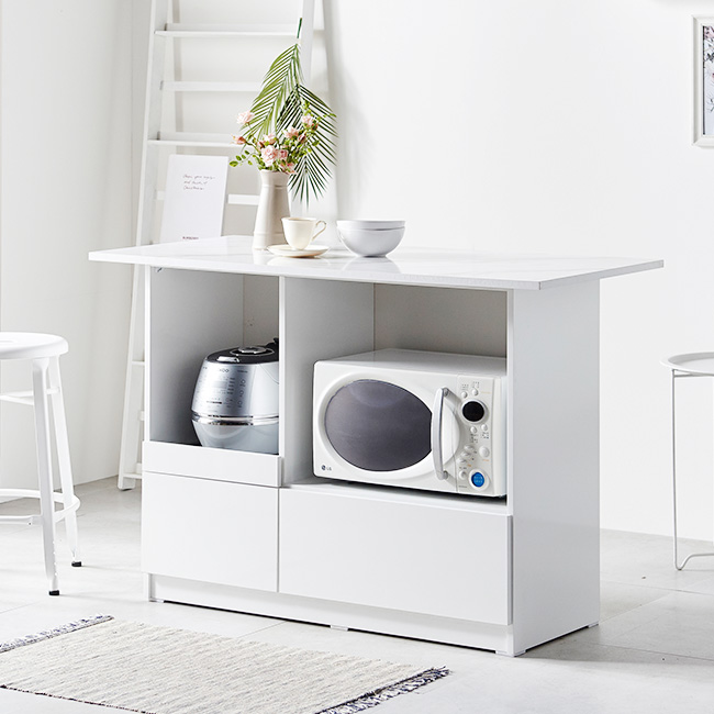 가구컴퍼스 이든 홈바 서랍형 1200 아일랜드 식탁, 그레이바디-화이트상판 172,400원