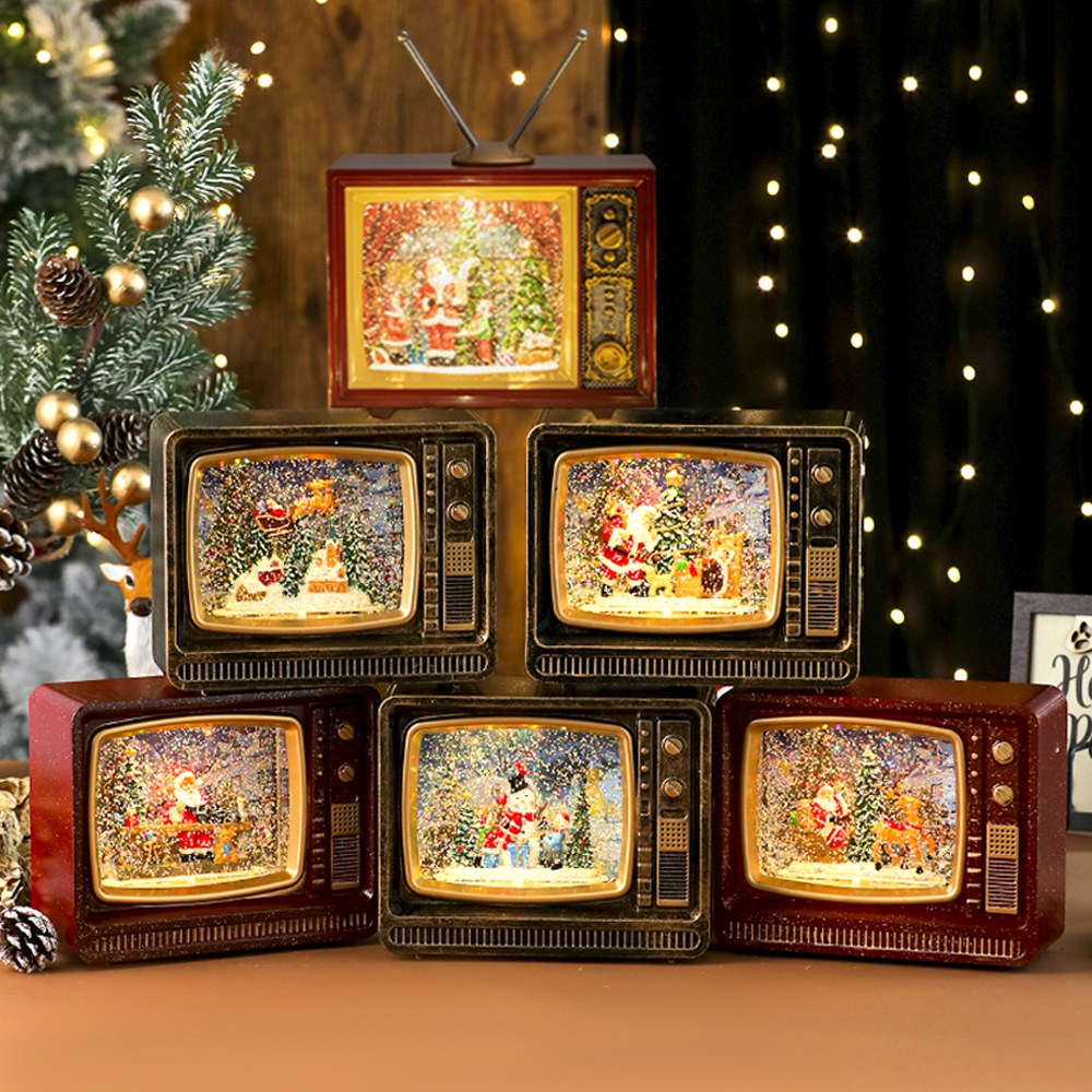 [5시건 당일출고] FOOI 2026 신상 멜로디 TV 오르골 LED 조명 크리스마스 성탄절, 1.하늘나는 산타(안테나 내장형) 55,500원