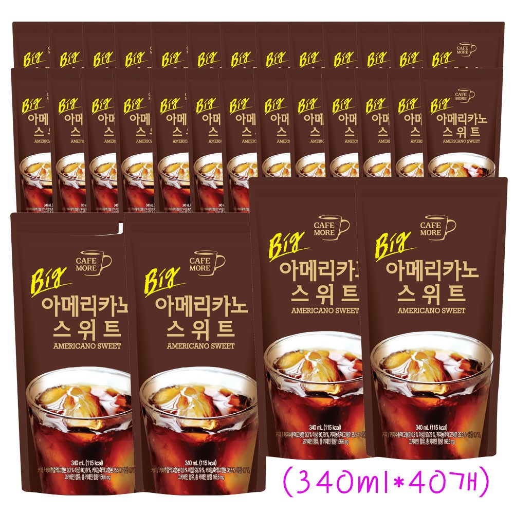 [카페모어] 빅 아메리카노 스위트 ( 340ml 40팩 ) 원두의 향과 스윗한 맛, 340ml, 80개 57,980원