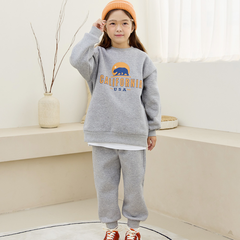 바브키즈 주니어 아동용 캘리포니아 기모 맨투맨 상하의 세트 29,900원