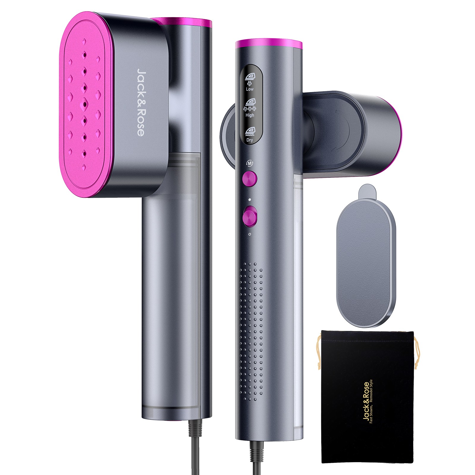Jack & Rose 핸디형 스탠드 스팀다리미 | 여행용 휴대용 15초 급속 예열 스팀&다리미 2in1 (100-220V 듀얼 전압) | 글로벌/유럽용 여행 사이즈, Purple, SC-001 120,000원