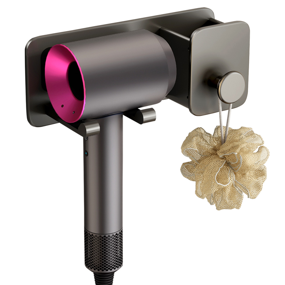 [무타공 드라이기거치대]욕실용 벽걸이 초강력 접착 3in1 수납형 알루미늄제 드라이기 거치대, 1개, 그레이 18,540원