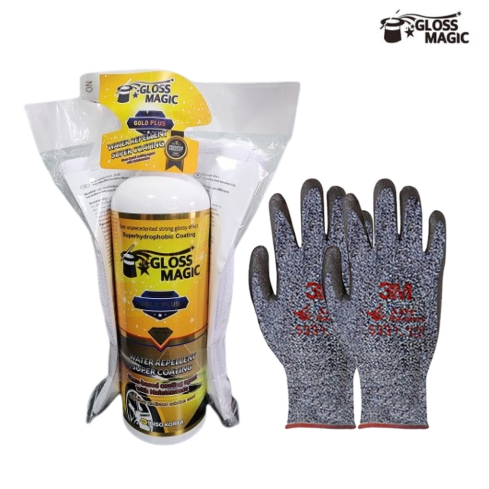 차량광택 글로스매직 골드 플러스 500ml 2개+3M 장갑 랜덤발송 초발수 유리막 차량 코팅 100,000원