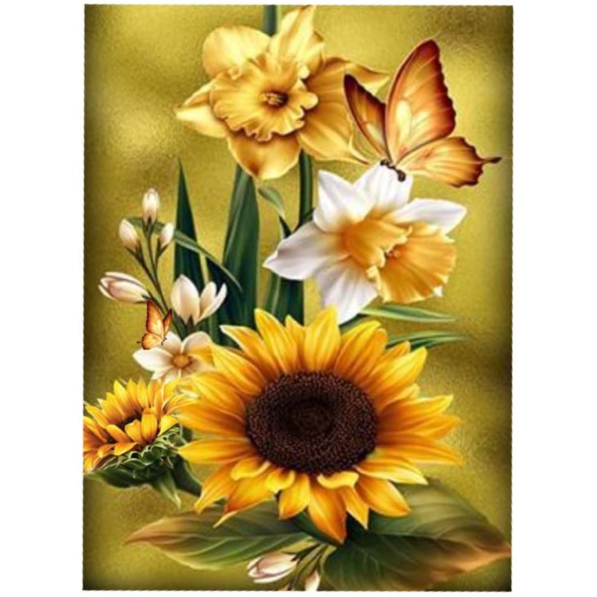 MJS 보석십자수 캔버스형 세트 50x40cm (비즈함 즈정) MH6, 황금나비와 해바라기, 1개 17,100원