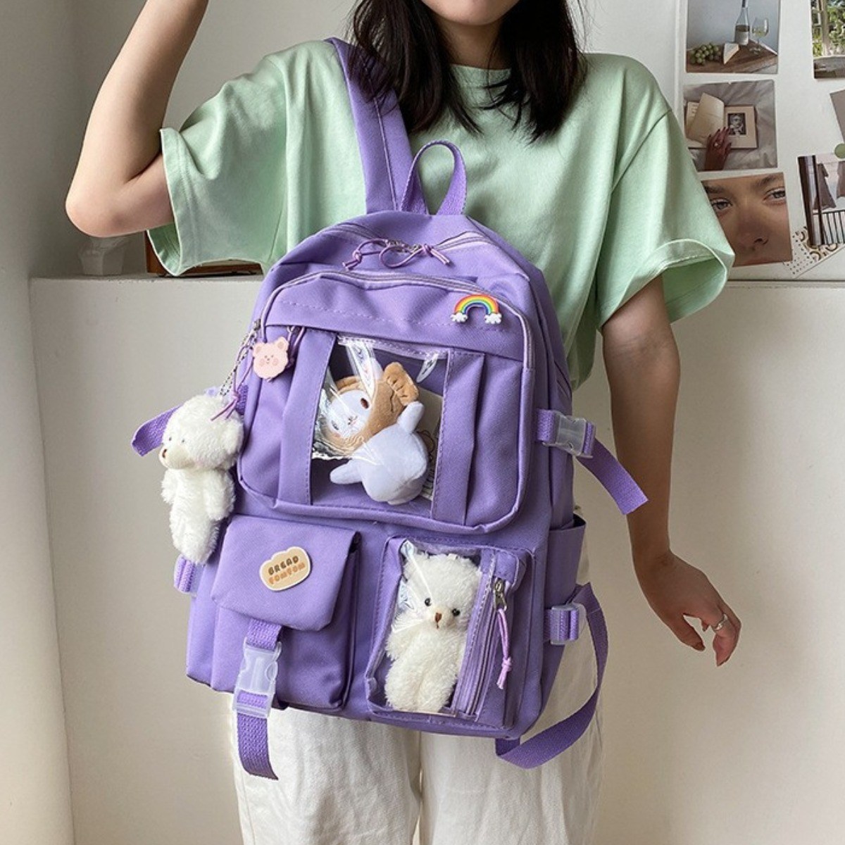 와우MD 가벼운 백팩 캐릭터 초등학생 가방 데일리 수납 투명포켓 책가방 18,200원