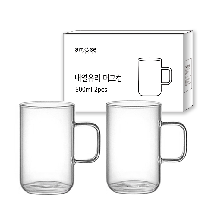 어뮤즈키친 내열유리 머그컵 500ml, 단일색상, 2개 5,980원