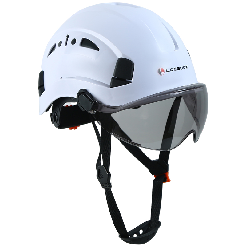 LOEBUCK 아메리칸 스타일 안전모 일체형 방호 선글라스 충격 완충 구조 공장 건설현장 필수, 1개, 흰색 안전모+검은색 고글 37,000원