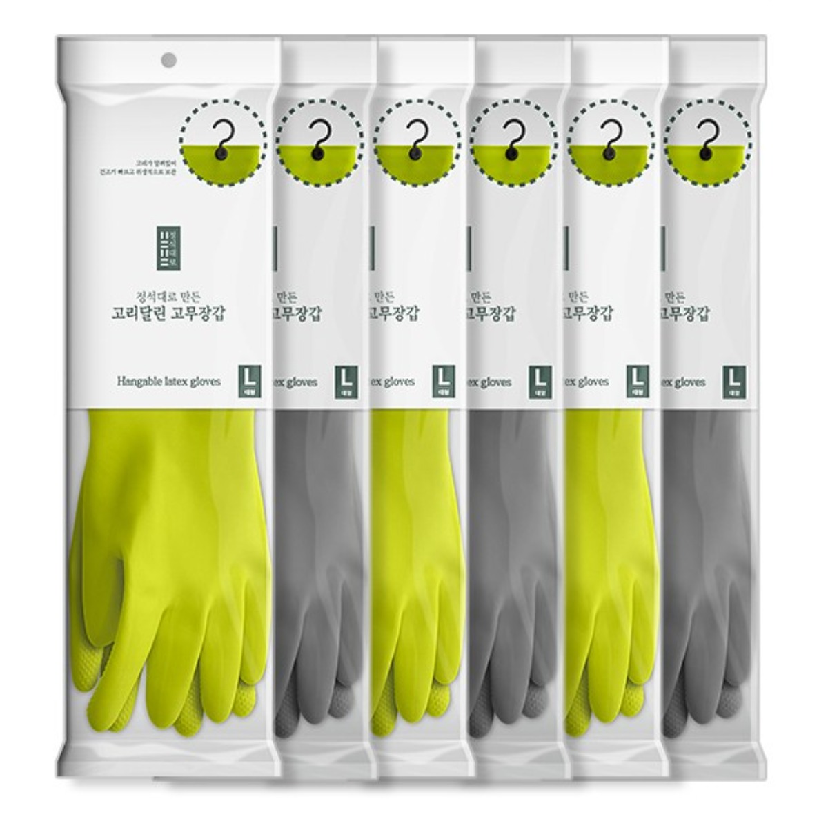 정석대로 만든 고리달린 라텍스 고무장갑 중 대 6개, 2컬러 랜덤발송 9,900원
