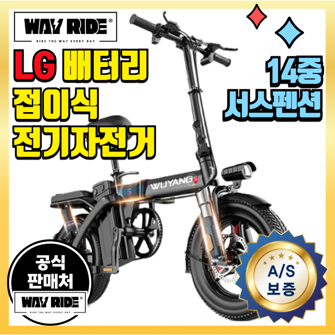 웨이라이드 프리미엄 한국 LG배터리 접이식 전기 자전거 USB 핸드폰 충전 리모컨 잠금 다중 서스펜션 초경량 전동 고출력 48V 400W, LG 15A 60KM, 알루미늄 합금 462,900원