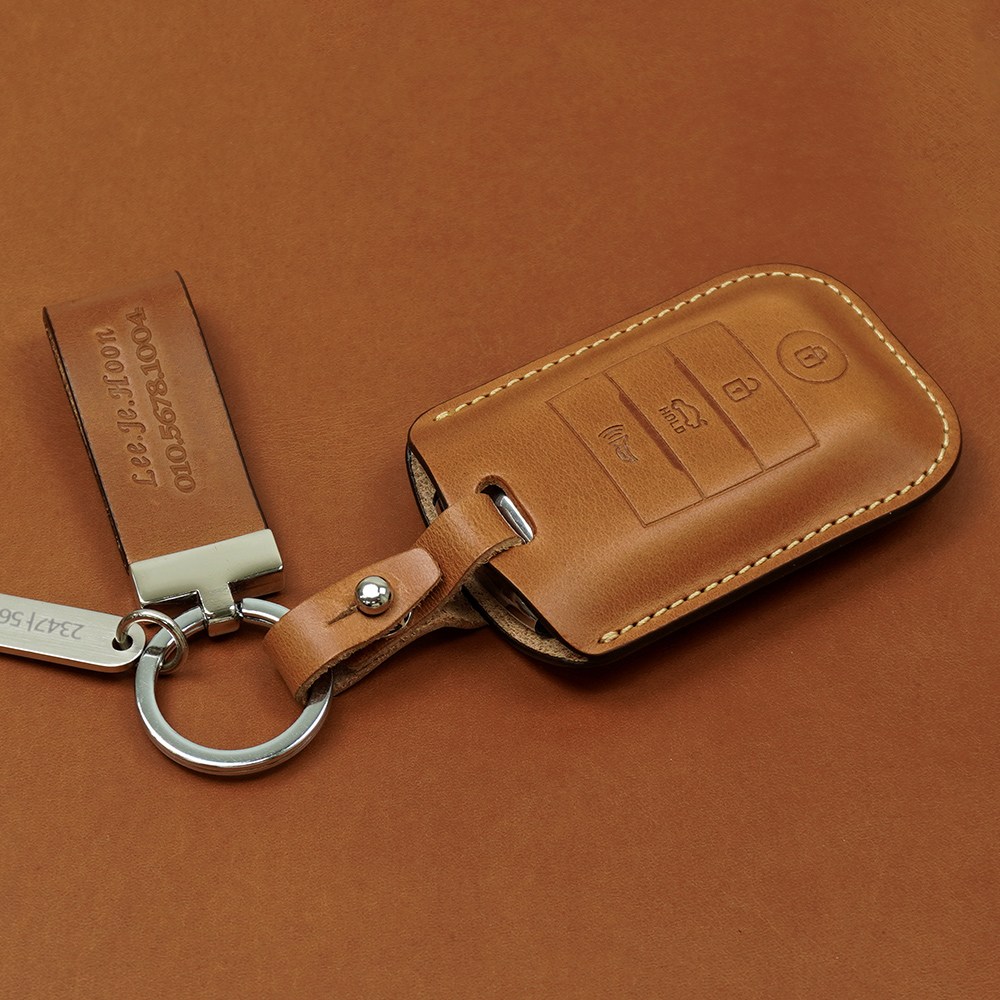 K3 더뉴K5 더뉴스포티지R 뉴쏘렌토R 올뉴쏘렌토 올뉴K5 스포티지 니로 스토닉 천연소가죽 차키케이스 키링, 브론저S K-02 네추럴 35,500원