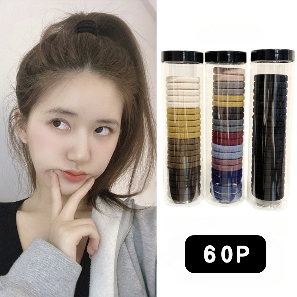 고탄력 대용량 무매듭 머리끈 짱짱한 헤어 고무줄 60p 세트 7,860원
