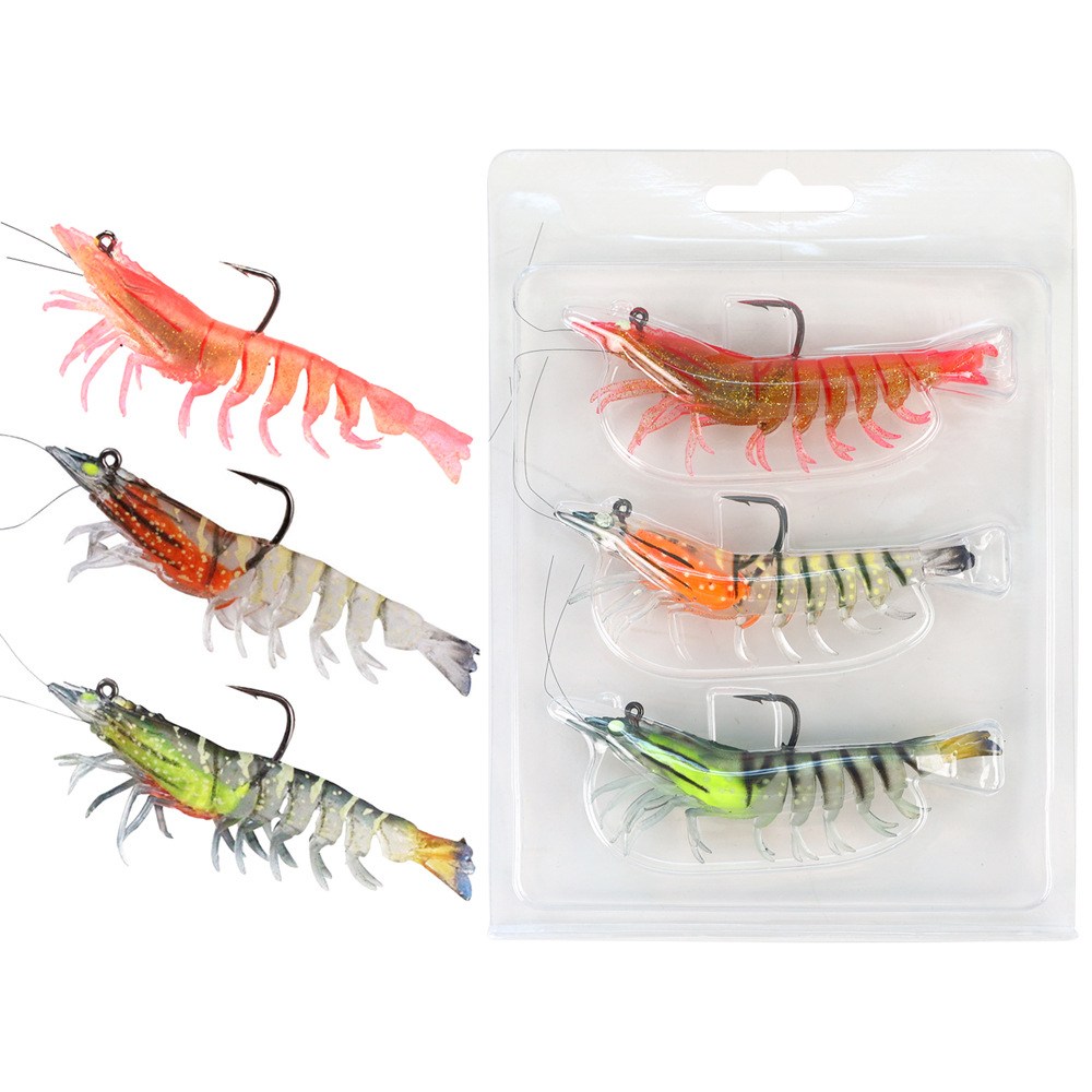 999피싱 리얼 새우 웜 3개입 지그헤드 인조 새우 미끼 외수질 쉬림프 루어, 1세트, 10g, 혼합색상 9,000원