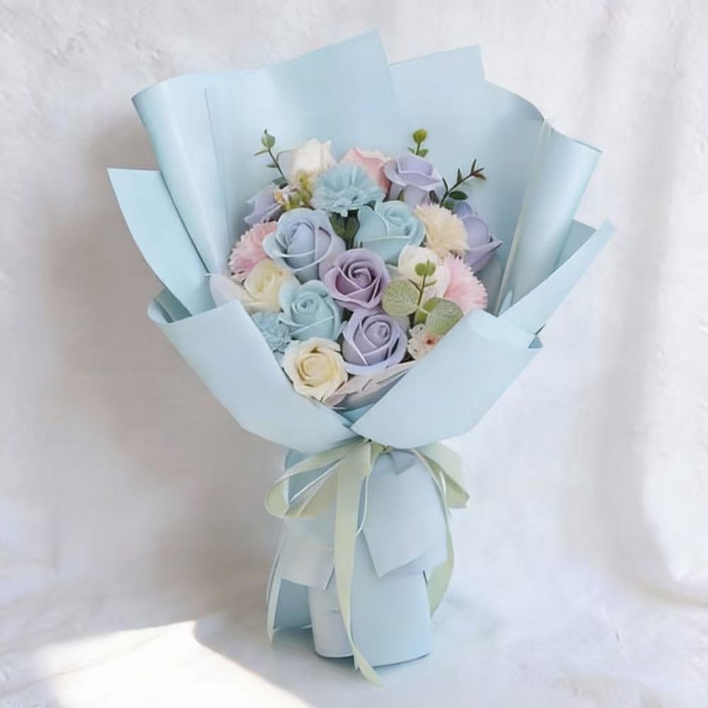 XIAO 파파스텔 비누꽃다발+쇼핑백, 1개, 블루 25,500원