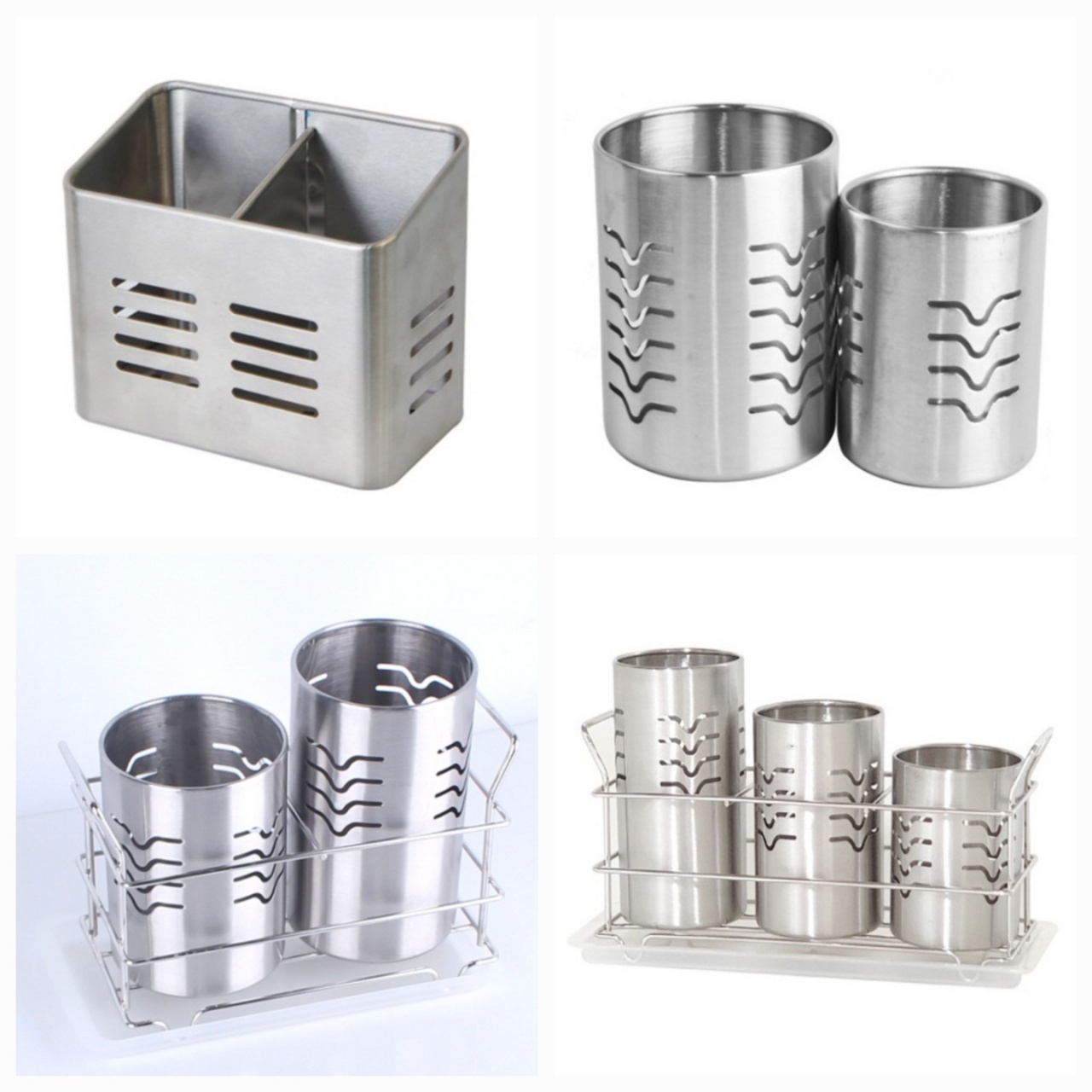 스텐 사각 2구 원형 1p 2p 3p 다용도통 6종 물빠짐 물받침 수저통 세트 8,610원