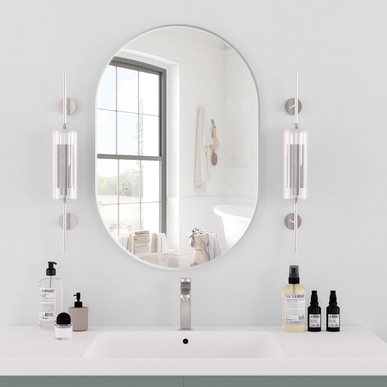 Brendayia 타원형 거울 500x750mm 벽걸이 거울 욕실 거울 현관 침실 거실 48,900원