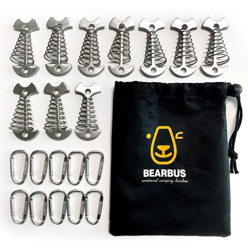 베어버스 캠핑 피쉬 데크팩10p+카라비너10p+전용파우치 실버 12,400원