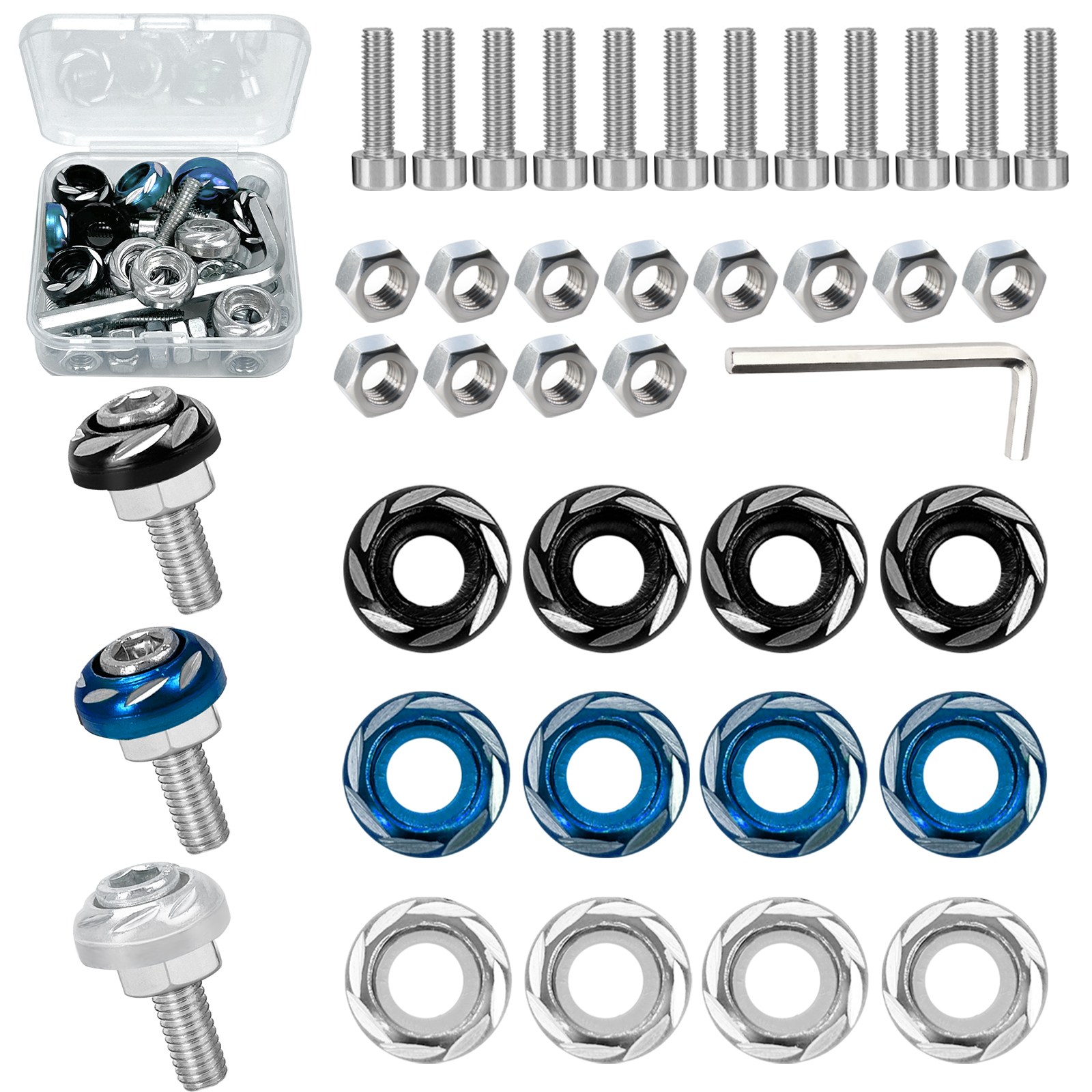 12 개 드릴 비트가있는 번호판 나사, M5 * 20mm 오토바이 번호판 나사, 오토바이, 자동차, 자동차 번호판 용 알루미늄 번호판 나사 10,190원