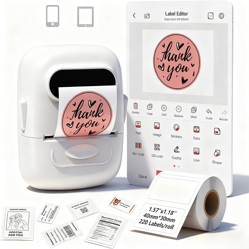 EXTEDRG 라벨프린터 12~50mm 용지 폭 지 호환 1200mAh 대용량 전지 스티커 라벨기 가정용 프린터기(라벨지 1개 포함) 69,800원