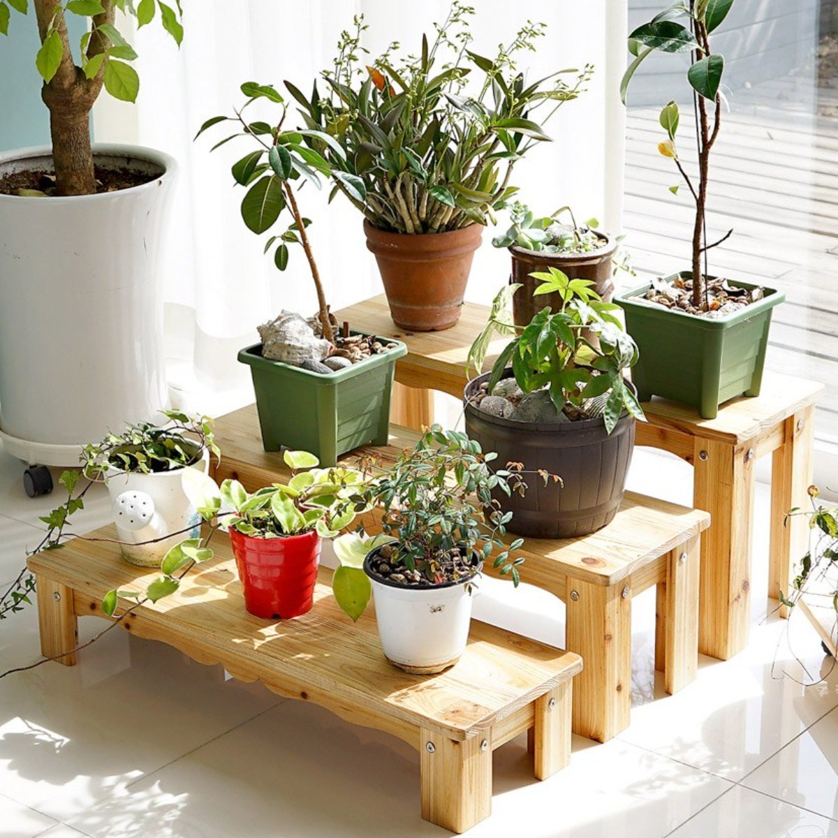 나무다움 DIY 프리미엄 원목 화분받침대 길이 400mm 화분정리 화분선반, 내추럴, 1개 38,800원