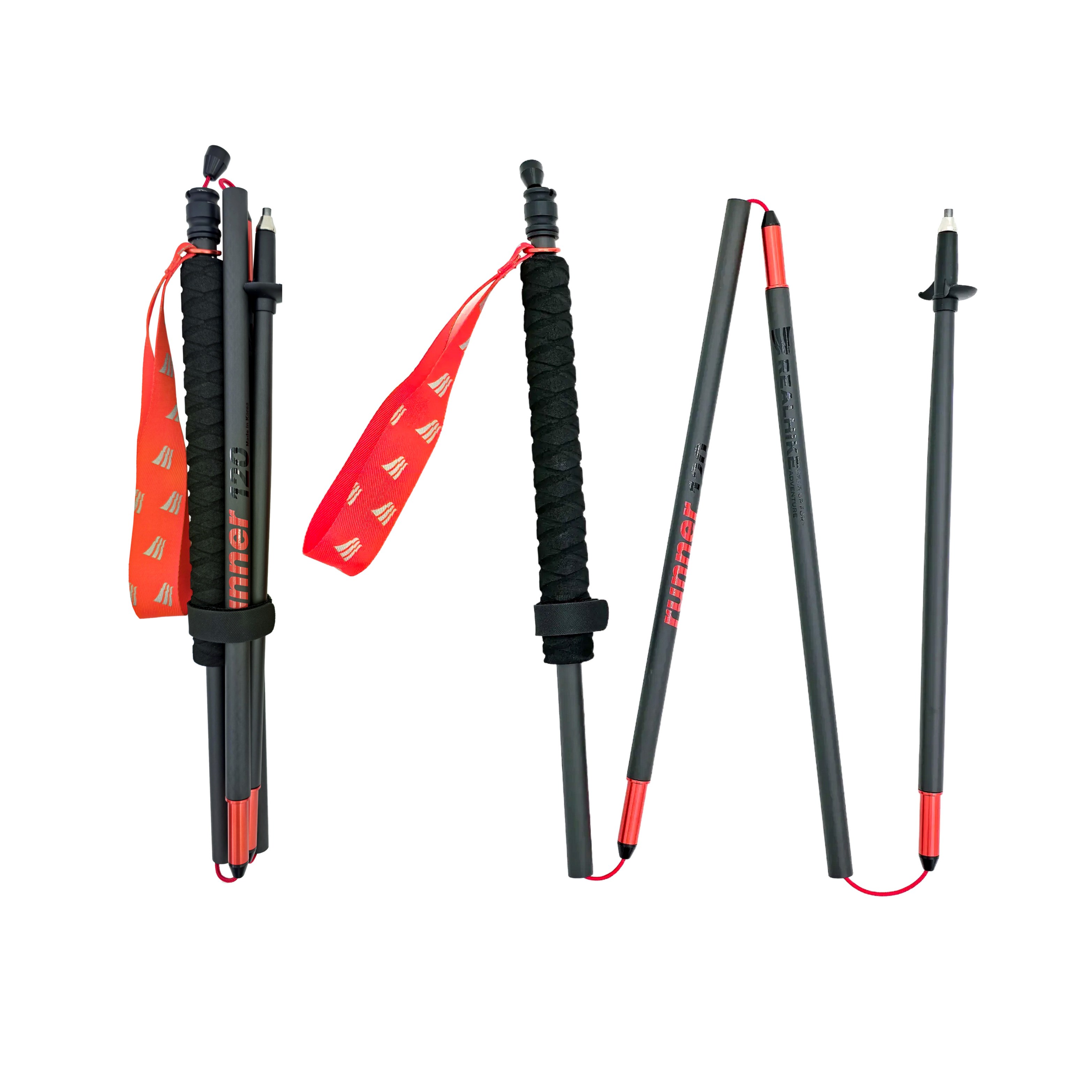 리얼하이크 러너 130g 초경량 접이식 풀카본 트레일러닝 폴, 1세트, Black 151,500원