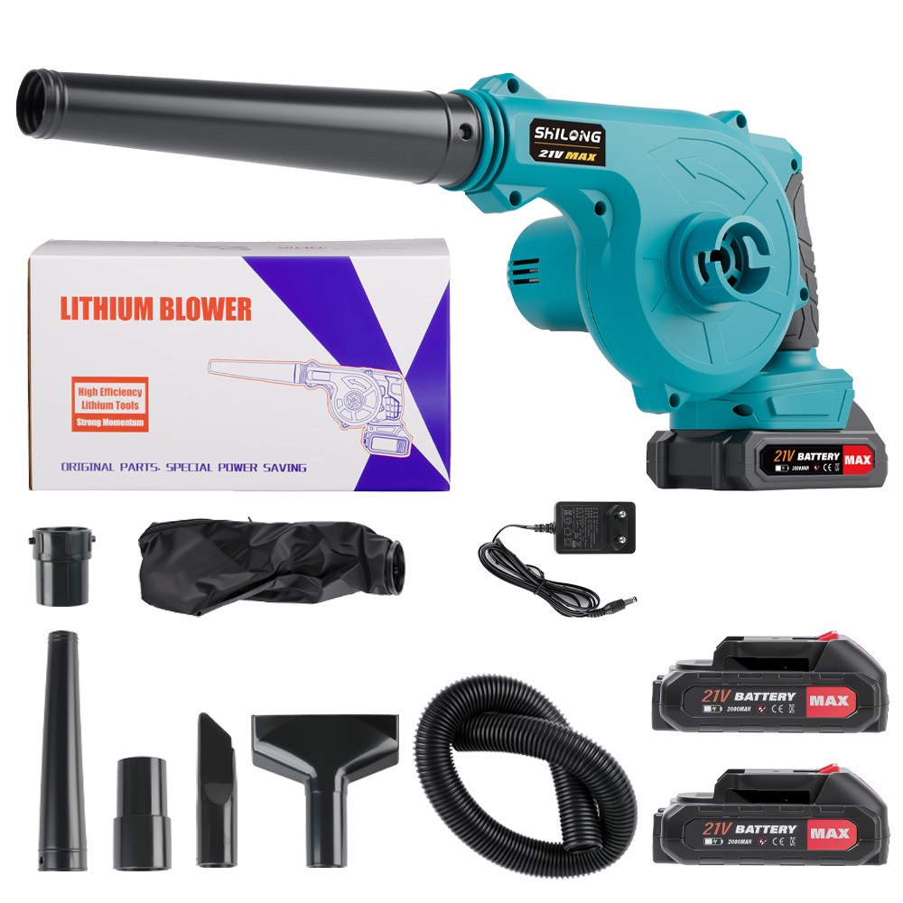 SHILONG 무선 송풍기 충전 블로워 낙엽 제설 소형 세차, 1세트, 본품 + 배터리2개이상 56,900원