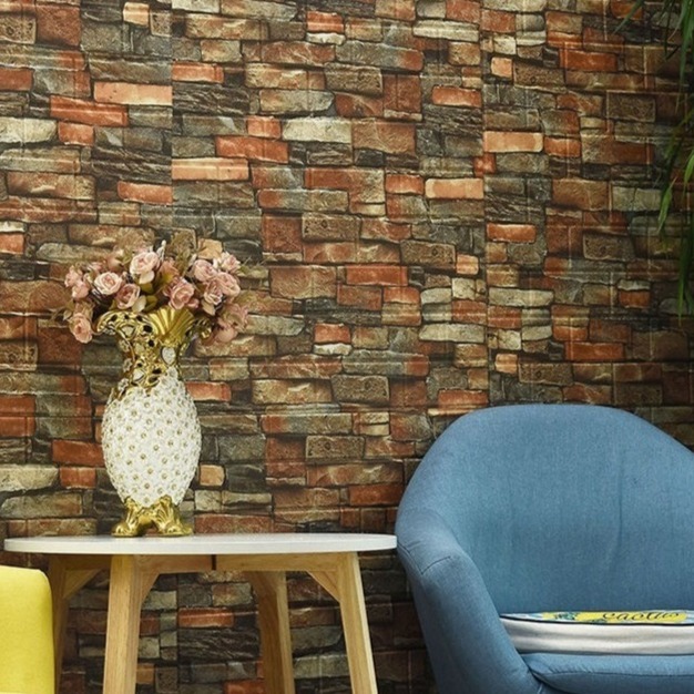 지코_이지고 3D 자체 접착 방수 단열 벽돌 패턴 폼 벽지, 레트로 오렌지 벽돌, 1개 12,400원