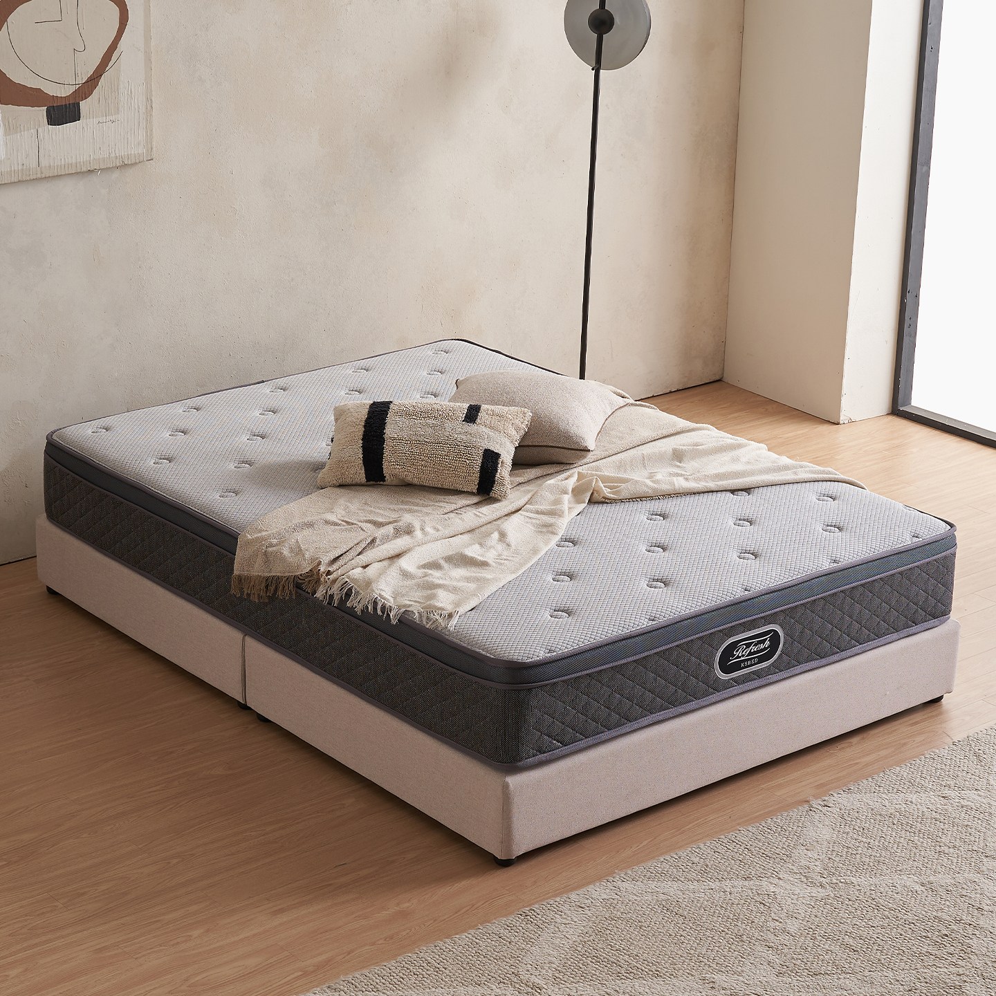 [베드리움] 리프레쉬 유로탑 모달 독립스프링 매트리스, 26cm, 그레이, 중간 단단함 389,000원