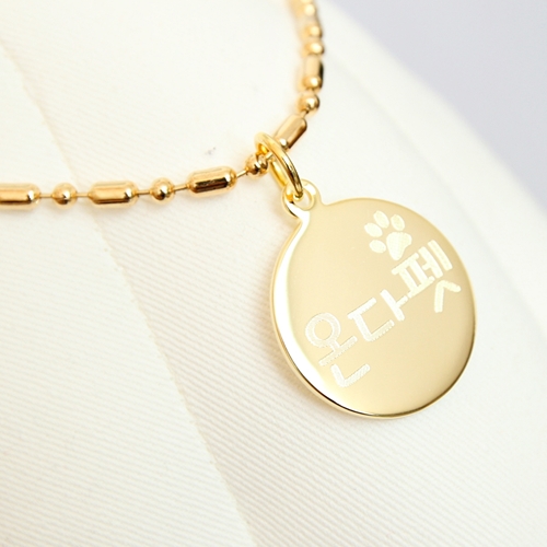 온다펫 골드 원형 애견인식표 목걸이 이름표 9,900원