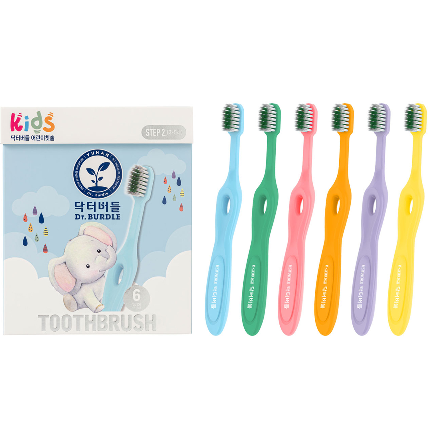 닥터버들 어린이 칫솔 2단계, 혼합색상, 6개입, 1세트 13,900원