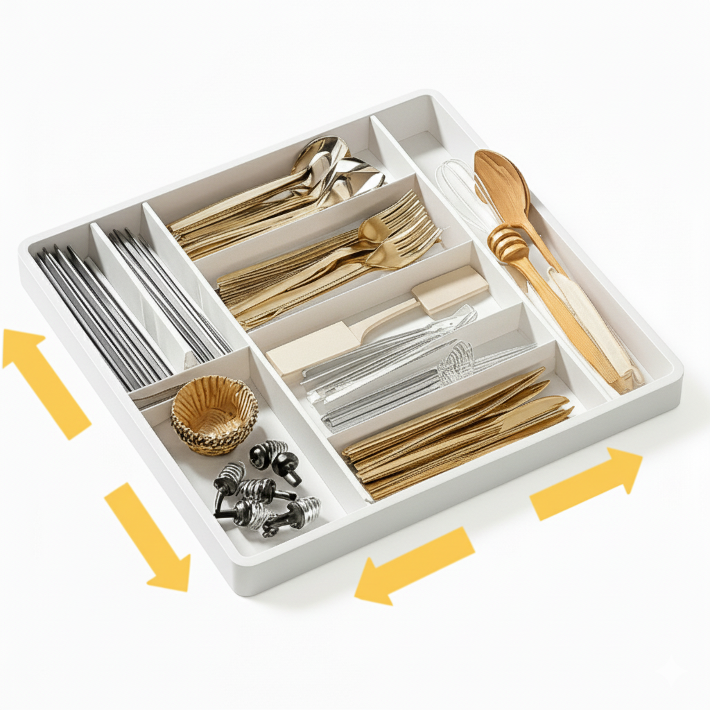 소소해 길이조절 싱크대 서랍 수저 정리함, 1개, 화이트 15,800원