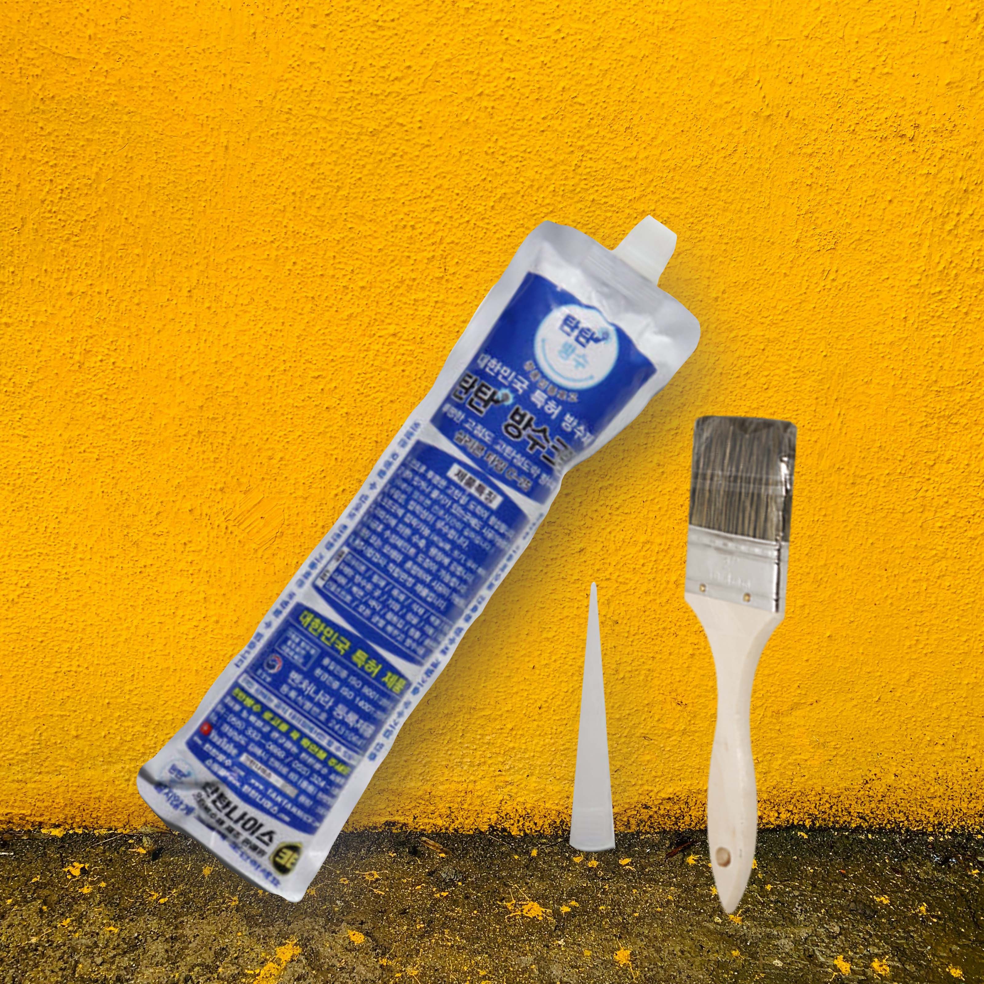 탄탄방수 크림 방수제 C-75 330ml 붓 2인치 비닐튜브형 투명 방수제 옥상방수 크랙 침투 방수액 방수코팅제, 1개 24,000원