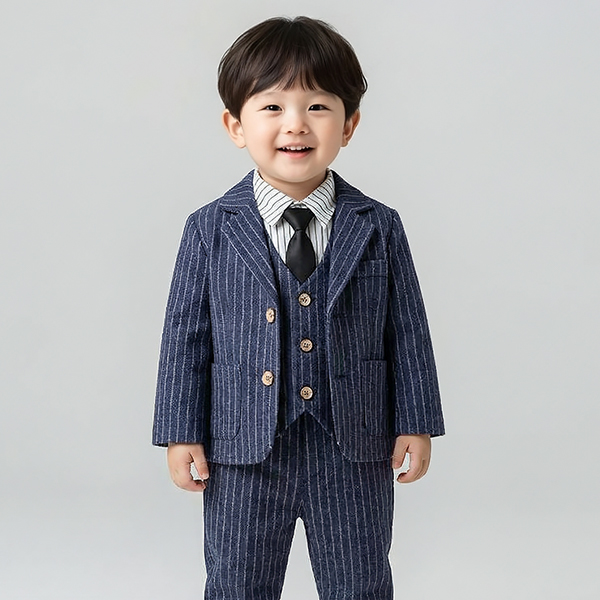 몽실이 핀스트라이프 정장 4pcs 세트 남아 아기 봄 가을 돌 촬영 의상 옷 선물 상하세트 38,900원