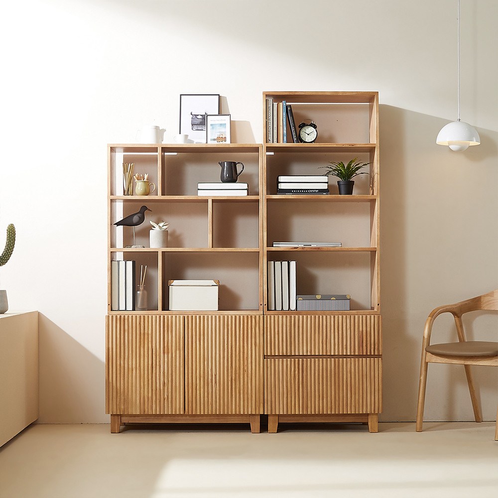 까르엠가구 모노 고무나무 원목 거실 3단 4단 책장 1400 786,000원