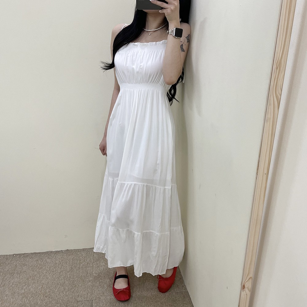 VANANA2 여성 리본 스모크 플레어 나시 롱원피스 4color 18,520원