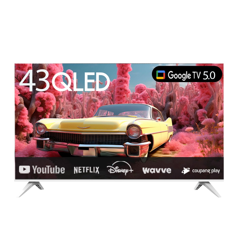 프리토스 43인치 QLED 4K 구글 AI 스마트TV 베젤리스 1등급, 고객직접설치, 스탠드형, 43QLED(화이트), 109cm(43인치) 273,000원