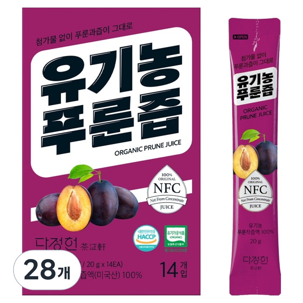 다정헌 유기농 NFC 푸룬즙스틱, 280ml, 20g, 28개 24,150원